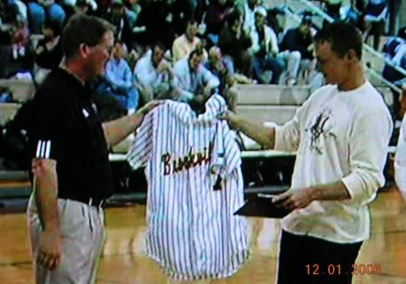 Brandon's BHS Baseball Coach, Mr. White, officially retires Brandon's jersey